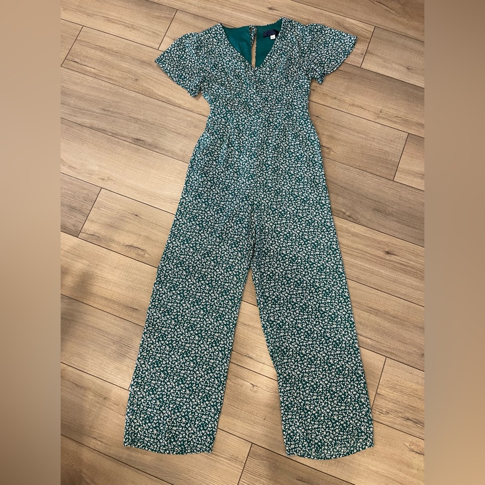 Blue Rain Teal Floral Jumpsuit - Size Small